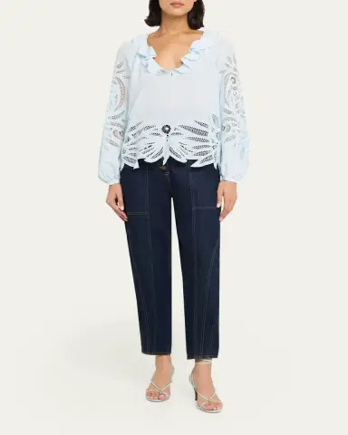 Ulla Johnson Adonis Embroidered Silk Blouse | Thumbnail 6