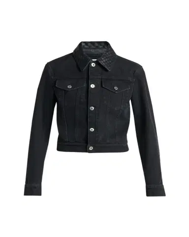 Bottega Veneta Intrecciato-Collar Faded Black Denim Jacket | Thumbnail 1