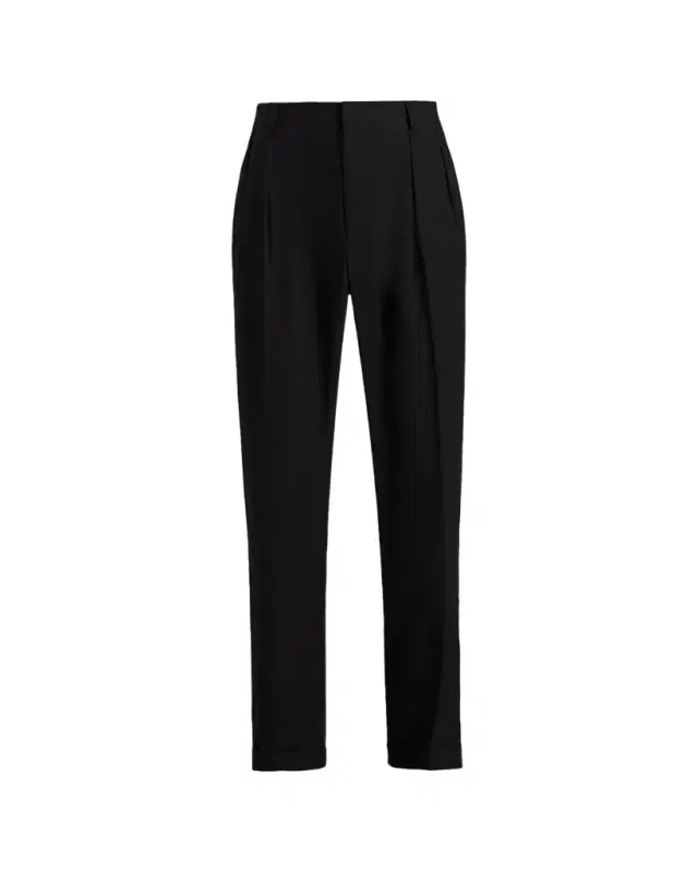 Men's Silk and Linen Straight-Leg Pleated Trousers Men's Silk and Linen Straight-Leg Pleated Trousers