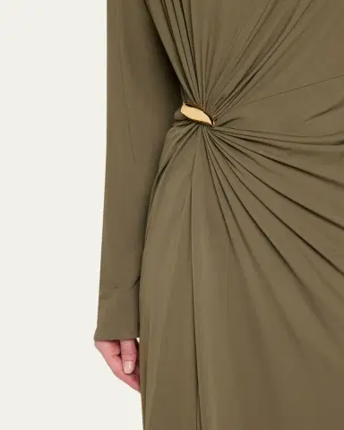 Bottega Veneta Long-Sleeve Draped Matte Crepe Maxi Dress | Thumbnail 5 Bottega Veneta Long-Sleeve Draped Matte Crepe Maxi Dress | Thumbnail 5