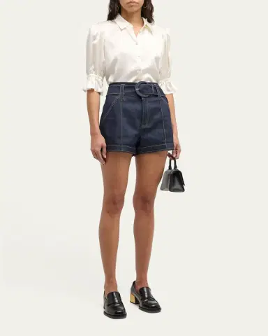 Cinq à Sept Aldi Belted Denim Shorts | Thumbnail 2 Cinq à Sept Aldi Belted Denim Shorts | Thumbnail 2