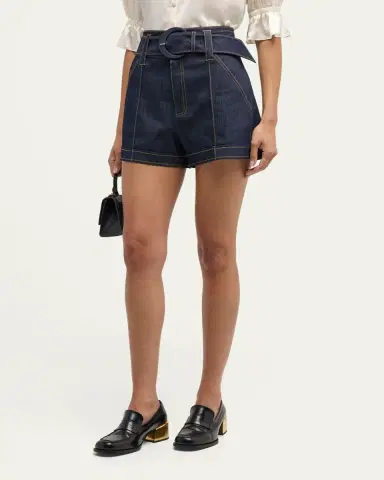 Cinq à Sept Aldi Belted Denim Shorts | Thumbnail 4 Cinq à Sept Aldi Belted Denim Shorts | Thumbnail 4