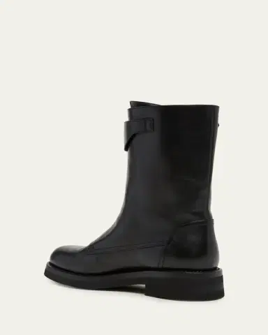 McQueen Men's Biker Leather Center-Zip Buckle Boots | Thumbnail 4 McQueen Men's Biker Leather Center-Zip Buckle Boots | Thumbnail 4