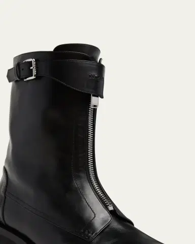 McQueen Men's Biker Leather Center-Zip Buckle Boots | Thumbnail 5 McQueen Men's Biker Leather Center-Zip Buckle Boots | Thumbnail 5