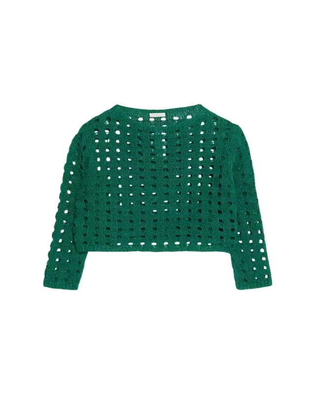Linen-Silk Chainette Basket Stitch Sweater
