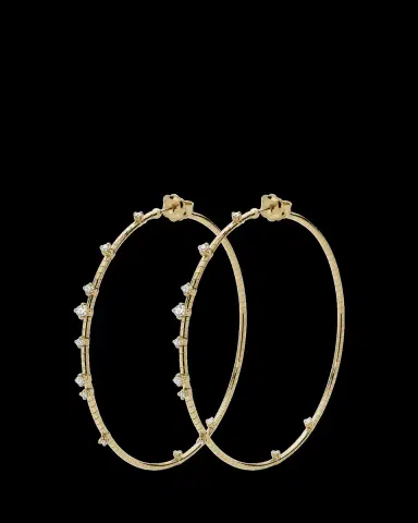 MATTIA CIELO 18K Yellow Gold Diamond Hoop Earrings, 6cm | Thumbnail 2 MATTIA CIELO 18K Yellow Gold Diamond Hoop Earrings, 6cm | Thumbnail 2