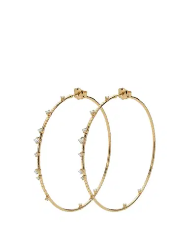 MATTIA CIELO 18K Yellow Gold Diamond Hoop Earrings, 6cm | Thumbnail 1 MATTIA CIELO 18K Yellow Gold Diamond Hoop Earrings, 6cm | Thumbnail 1