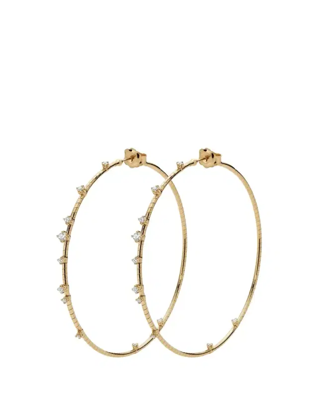 Mattia Cielo 18K Yellow Gold Diamond Hoop Earrings, 6cm