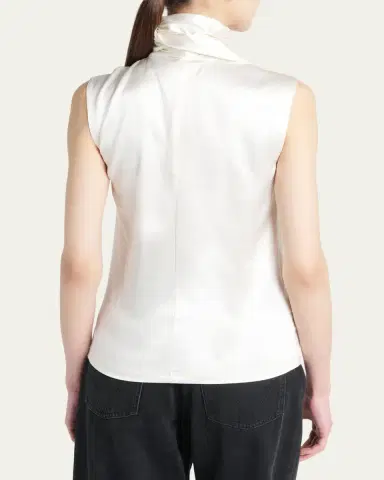 Bottega Veneta Scarf-Neck Satin Sleeveless Top | Thumbnail 3 Bottega Veneta Scarf-Neck Satin Sleeveless Top | Thumbnail 3