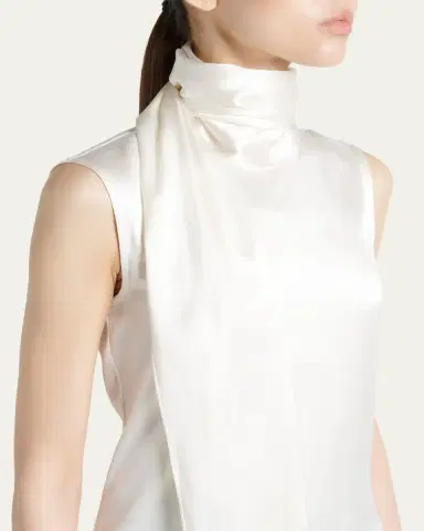 Bottega Veneta Scarf-Neck Satin Sleeveless Top | Thumbnail 5 Bottega Veneta Scarf-Neck Satin Sleeveless Top | Thumbnail 5