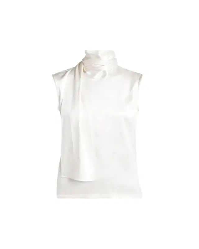 Scarf-Neck Satin Sleeveless Top
