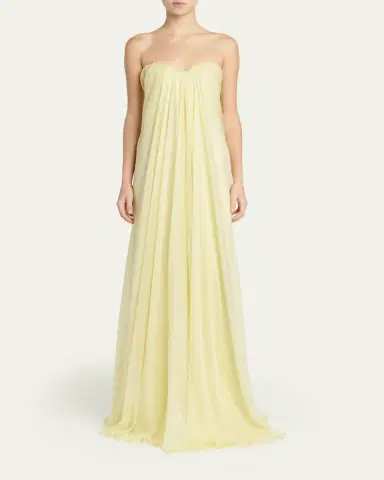 Alexander McQueen Strapless Draped Chiffon Bustier Maxi Dress | Thumbnail 2