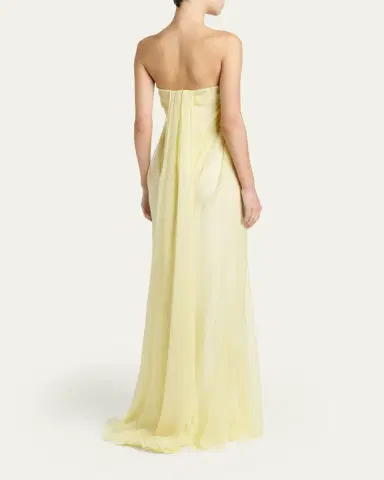 Alexander McQueen Strapless Draped Chiffon Bustier Maxi Dress | Thumbnail 3