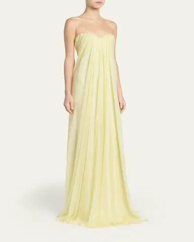Alexander McQueen Strapless Draped Chiffon Bustier Maxi Dress | Thumbnail 4