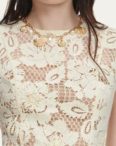 Self-Portrait Crochet Lace Midi Dress | Thumbnail 5