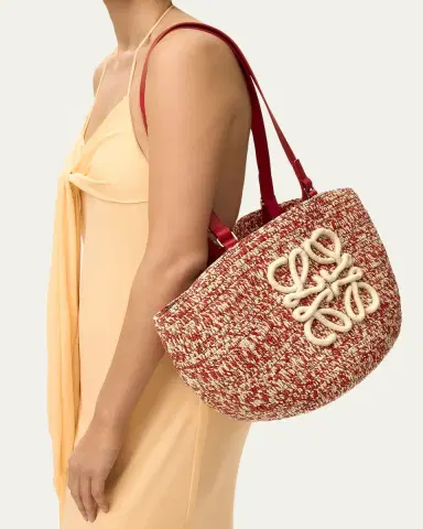 Loewe x Paula's Ibiza Medium Eclipse Basket Bag in Melange Raffia and Calfskin | Thumbnail 5