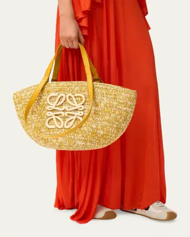 Loewe x Paula's Ibiza Medium Eclipse Basket Bag in Melange Raffia and Calfskin | Thumbnail 7