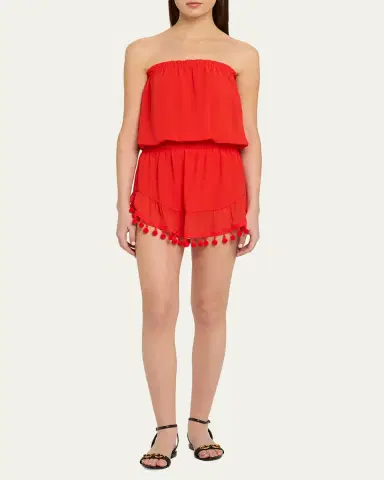 Ramy Brook Marcie Strapless Coverup Dress with Pompoms | Thumbnail 4 Ramy Brook Marcie Strapless Coverup Dress with Pompoms | Thumbnail 4