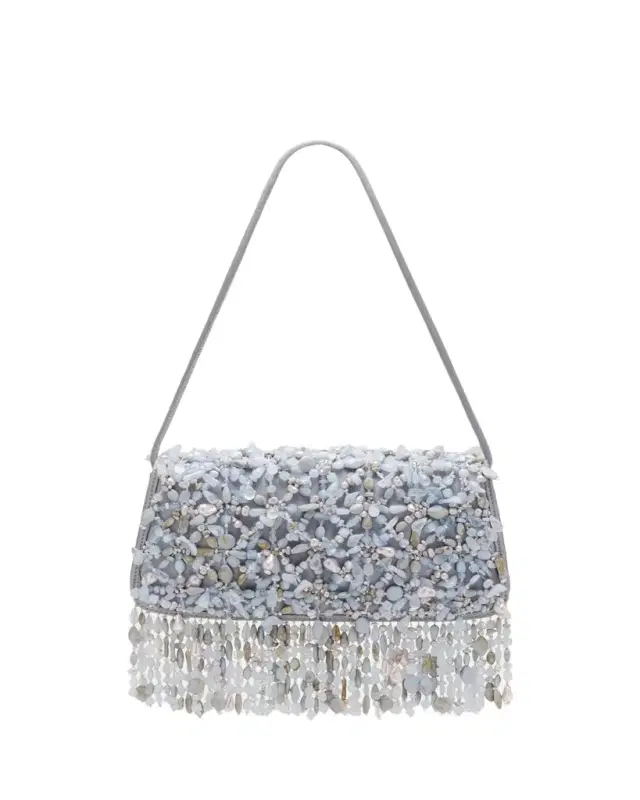 Cult Gaia Idalia Fringed Faux Stone Shoulder Bag