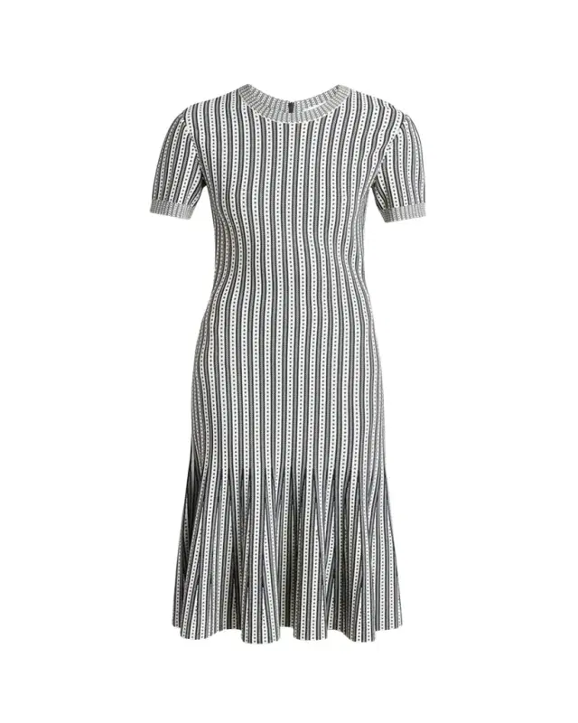 McQueen Striped Jacquard Knit Trumpet Midi Dress