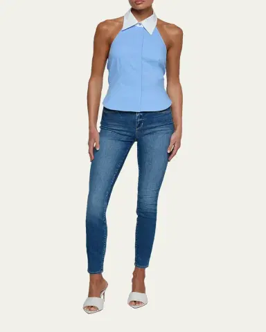 L'Agence Rina Cotton Poplin Collared Halter Top | Thumbnail 2 L'Agence Rina Cotton Poplin Collared Halter Top | Thumbnail 2