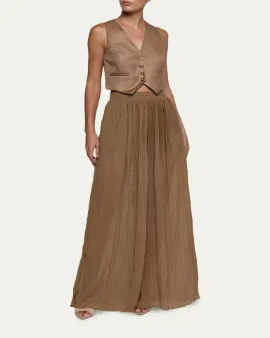L'Agence Ethel Wide-Leg Crinkled Chiffon Pants | Thumbnail 2 L'Agence Ethel Wide-Leg Crinkled Chiffon Pants | Thumbnail 2