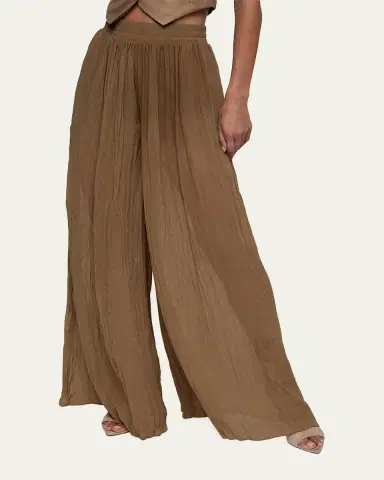 L'Agence Ethel Wide-Leg Crinkled Chiffon Pants | Thumbnail 4 L'Agence Ethel Wide-Leg Crinkled Chiffon Pants | Thumbnail 4