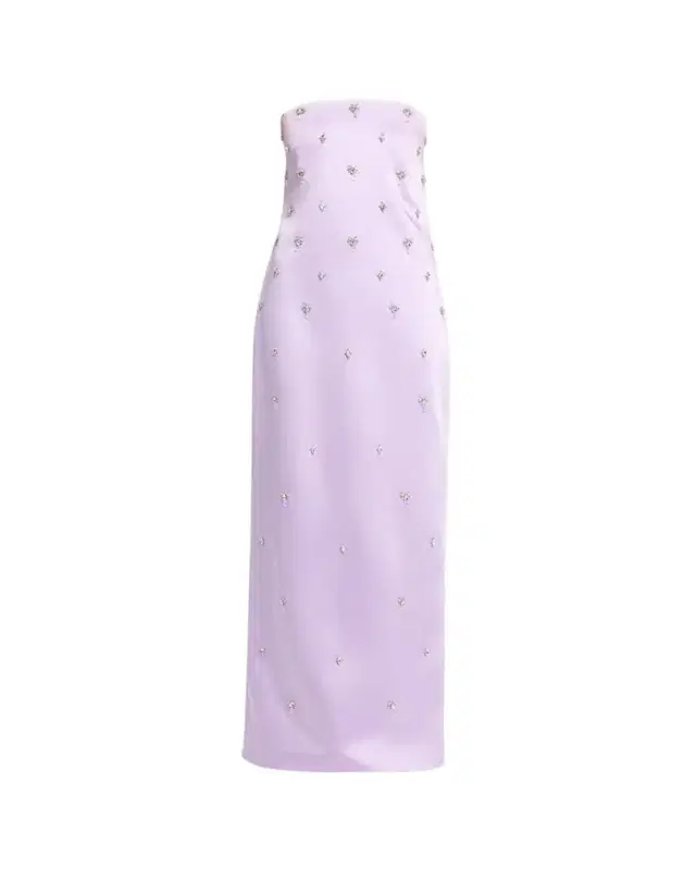Keziah Embellished Strapless Satin Dress
