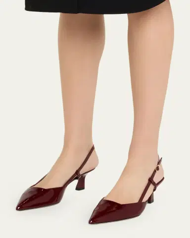 Stuart Weitzman Vinnie Patent Kitten Slingback Pumps | Thumbnail 6