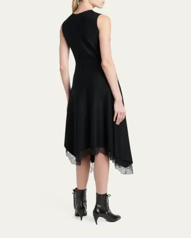 Alexander McQueen Sleeveless Lace-Trim Asymmetric Handkerchief Midi Dress | Thumbnail 3 Alexander McQueen Sleeveless Lace-Trim Asymmetric Handkerchief Midi Dress | Thumbnail 3