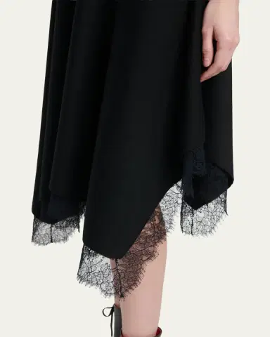 Alexander McQueen Sleeveless Lace-Trim Asymmetric Handkerchief Midi Dress | Thumbnail 5 Alexander McQueen Sleeveless Lace-Trim Asymmetric Handkerchief Midi Dress | Thumbnail 5
