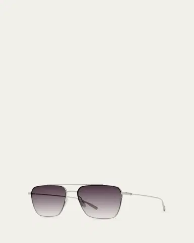 BARTON PERREIRA Men's Double-Bridge Titanium Aviator Sunglasses | Thumbnail 2