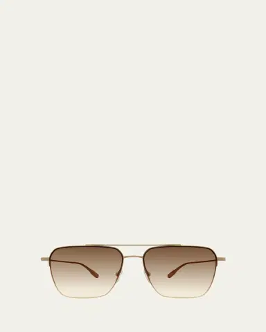 BARTON PERREIRA Men's Double-Bridge Titanium Aviator Sunglasses | Thumbnail 4