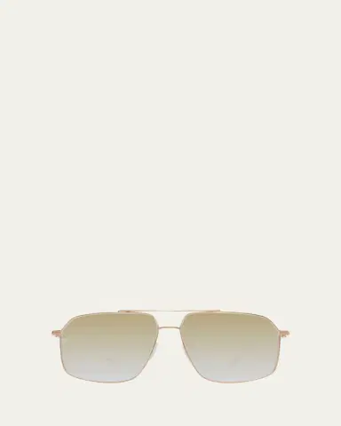 BARTON PERREIRA Men's Double-Bridge Titanium Aviator Sunglasses | Thumbnail 7