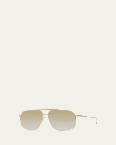 BARTON PERREIRA Men's Double-Bridge Titanium Aviator Sunglasses | Thumbnail 8