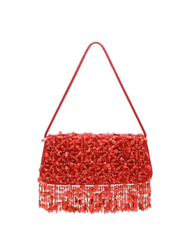 Cult Gaia Idalia Fringed Faux Stone Shoulder Bag