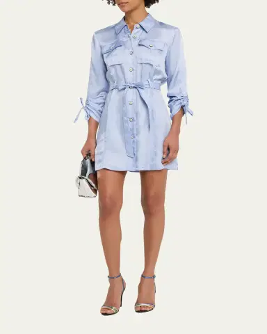 Cinq a Sept Dale Button-Front Satin Shirtdress | Thumbnail 4 Cinq a Sept Dale Button-Front Satin Shirtdress | Thumbnail 4