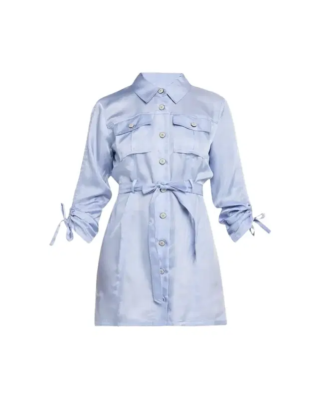 Dale Button-Front Satin Shirtdress