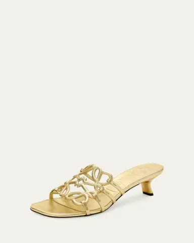 Loewe x Paula's Ibiza 45mm Petal Anagram Metallic Leather Mule Sandals | Thumbnail 2
