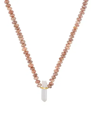 JIA JIA Oracle 14K Mystic Moonstone and Quartz Crystal Charm Necklace | Thumbnail 1