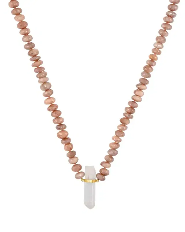 JIA JIA Oracle 14K Mystic Moonstone and Quartz Crystal Charm Necklace