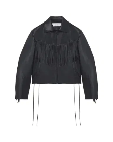 McQueen Men's Western Fringe-Trim Leather Jacket | Thumbnail 1
