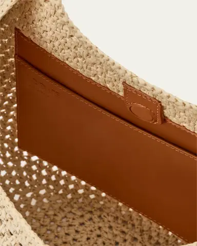 Loewe x Paula's Ibiza Small Punch Hole Hobo Bag in Raffia and Leather | Thumbnail 3