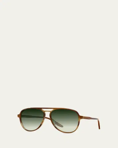 BARTON PERREIRA Men's Double-Bridge Acetate Aviator Sunglasses | Thumbnail 2