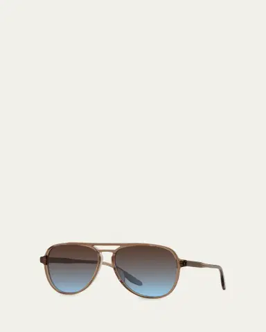 BARTON PERREIRA Men's Double-Bridge Acetate Aviator Sunglasses | Thumbnail 11