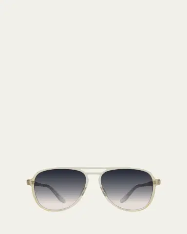 BARTON PERREIRA Men's Double-Bridge Acetate Aviator Sunglasses | Thumbnail 13