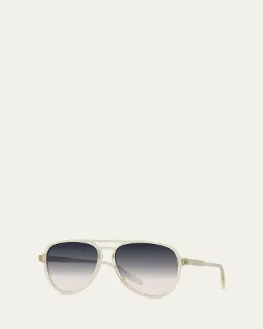 BARTON PERREIRA Men's Double-Bridge Acetate Aviator Sunglasses | Thumbnail 14
