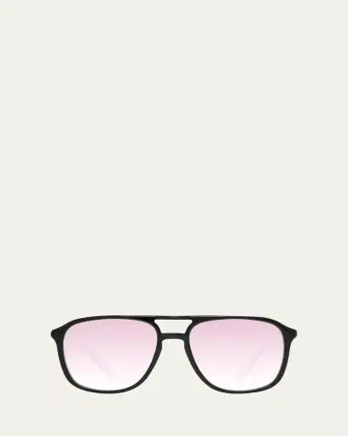 BARTON PERREIRA Men's Double-Bridge Acetate Aviator Sunglasses | Thumbnail 4
