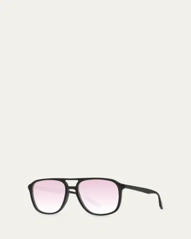 BARTON PERREIRA Men's Double-Bridge Acetate Aviator Sunglasses | Thumbnail 5