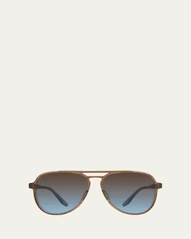 BARTON PERREIRA Men's Double-Bridge Acetate Aviator Sunglasses | Thumbnail 10